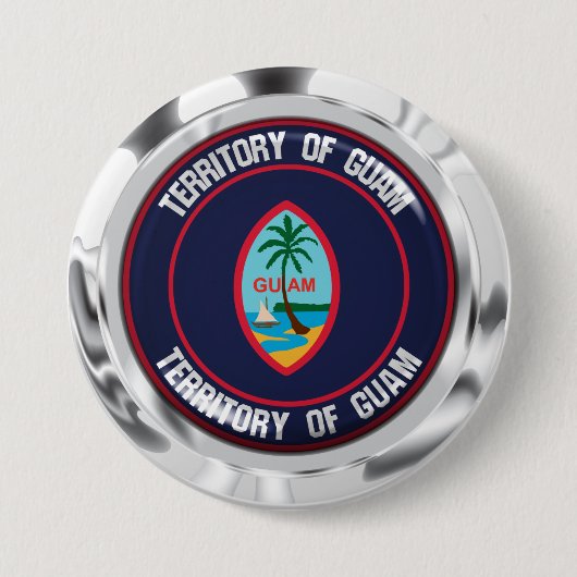 Guam Round Emblem Ronde Button 7,6 Cm (Voorkant)