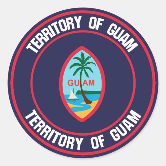 Guam Round Emblem Ronde Sticker (Voorkant)