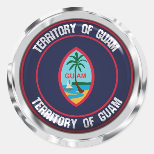 Guam Round Emblem Ronde Sticker (Voorkant)
