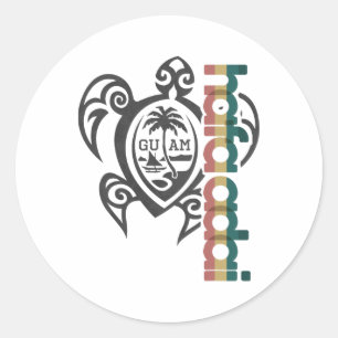 Guam Schildpad Hafa Adai Guam Vis Shirt Chamorro Ronde Sticker