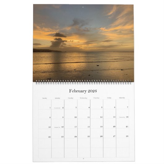 Guam Sunsets Calendrier 12 mois (Feb 2026)