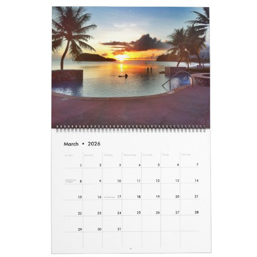Guam Sunsets & Rainbows Calendrier 18 mois (Mar 2026)