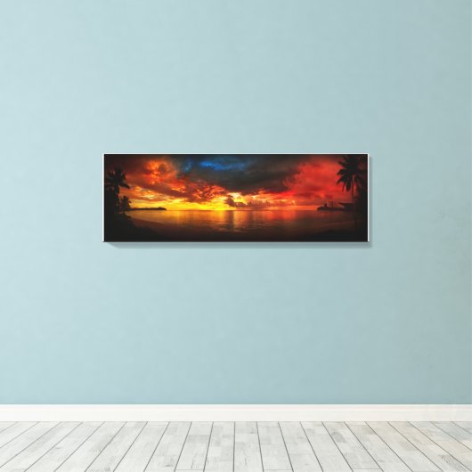 GUAM Tumon Bay-zonsondergang Canvas Afdruk (Insitu (Houten vloer))