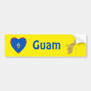 Guam Vlag Hart + Landkaart Bumpersticker