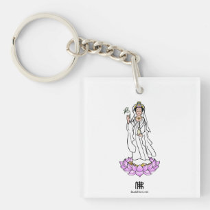 Guan Yin Bodhisattva op Lotus Acryl Sleutelhanger