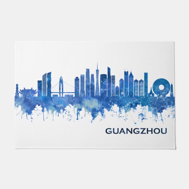 Guangzhou China Skyline Blue Deurmat (Voorkant)