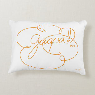 GUAPA soy - Oranje script voor oude cloud Accent Kussen