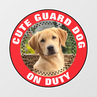 Guard Dog On Duty Alert Custom Pet Photo Cute Raamsticker