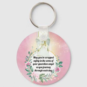 Guardian angel bescherming citeert roze roze kreet sleutelhanger