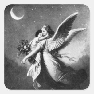 Guardian Angel bij nacht Vierkante Sticker