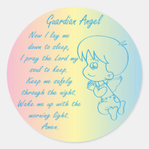 Guardian Angel Boy Evening Prayer Ronde Sticker
