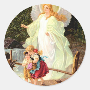 Guardian Angel Children Bridge Classic Lindberg Ronde Sticker