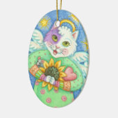 GUARDIAN ANGEL, CHRISTMAS CAT ORNAMENT Oval (Links)