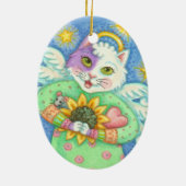GUARDIAN ANGEL, CHRISTMAS CAT ORNAMENT Oval (Achterkant)