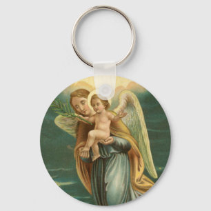Guardian Angel en Baby Jesus Sleutelhanger