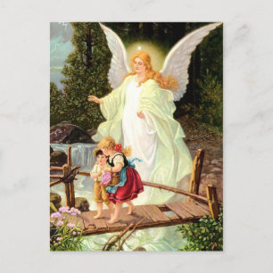 Guardian Angel en Children Painting Briefkaart