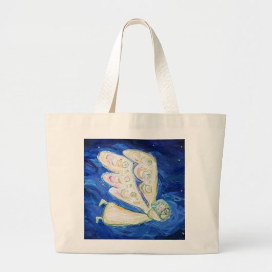 Guardian Angel en Slapen Baby Aangepaste Canvas ta Grote Tote Bag (Voorkant)