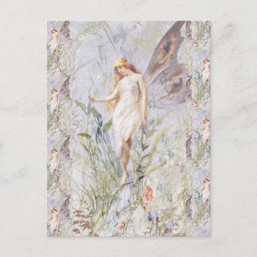 Guardian Angel & Flowers Briefkaart (Voorkant)
