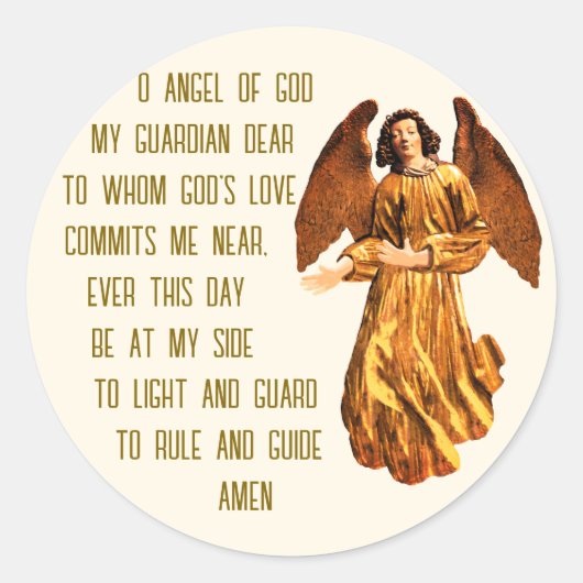 Guardian angel gebed ronde sticker (Voorkant)