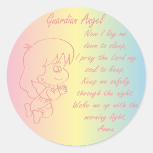 Guardian Angel Girl Evening Prayer Ronde Sticker