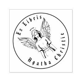 Guardian Angel Girl Zwart en Wit Gepersonaliseerd Rubberstempel