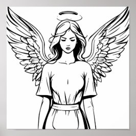 Guardian Angel Girl zwart en wit Poster