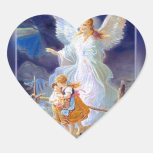 Guardian Angel, kinderen en brug Hart Sticker