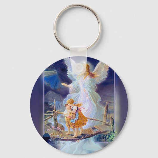 Guardian Angel, kinderen en brug Sleutelhanger (Voorkant)