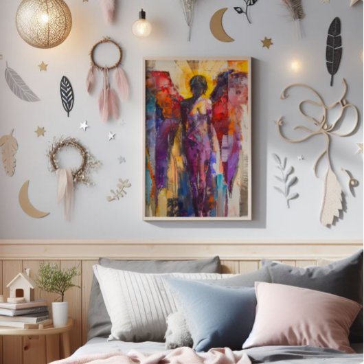 Guardian Angel Kleurrijk Expressionisme Foto Afdruk