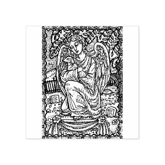 GUARDIAN ANGEL & LAMB, CEMETERY RUBBER STAMP 	RUBBERSTEMPEL (Afrduk)