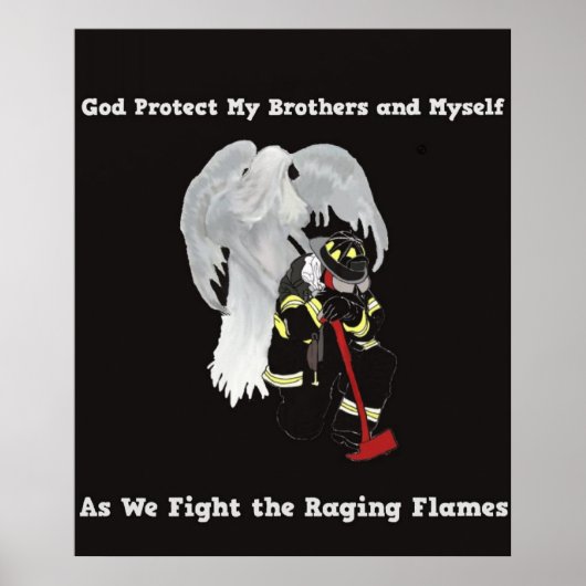 Guardian Angel met brandweerman Poster (Voorkant)