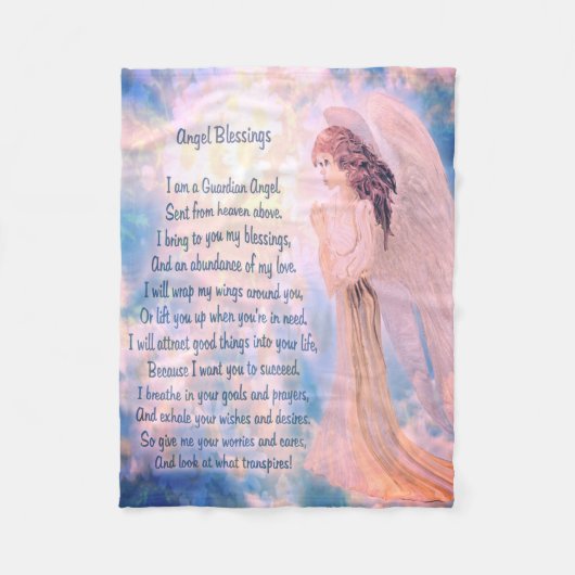 Guardian Angel met gedicht Fleece Deken (Voorkant)