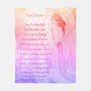 Guardian Angel met gedicht in roze Fleece Deken