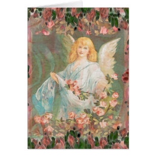 Guardian Angel met roze rozen