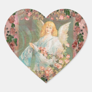 Guardian Angel met roze rozen Hart Sticker