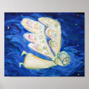 Guardian Angel met Slaapend Baby Art Print