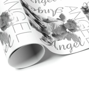 Guardian Angel monogram zwart-witte retro Cadeaupapier