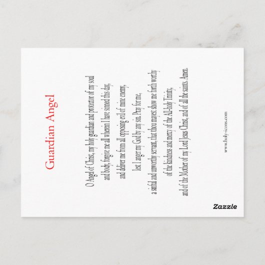 Guardian Angel Prayer Card Briefkaart (Achterkant)