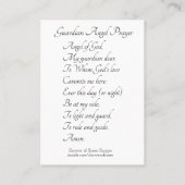 Guardian Angel Prayer Heilige Kaart Visitekaartje (Achterkant)