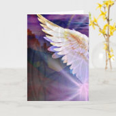 Guardian Angel Purple Wing – Blank Greeting Kaart (Gele Bloem)