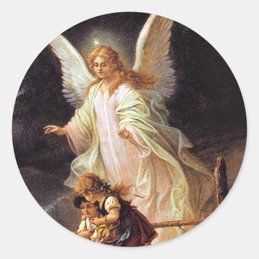 Guardian Angel Ronde Sticker (Voorkant)