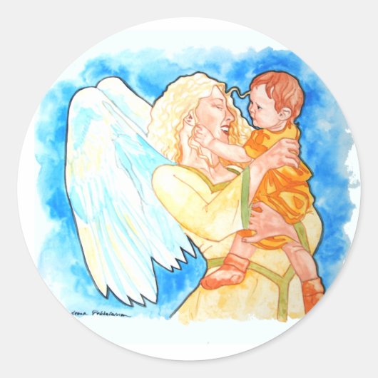 Guardian Angel Ronde Sticker (Voorkant)