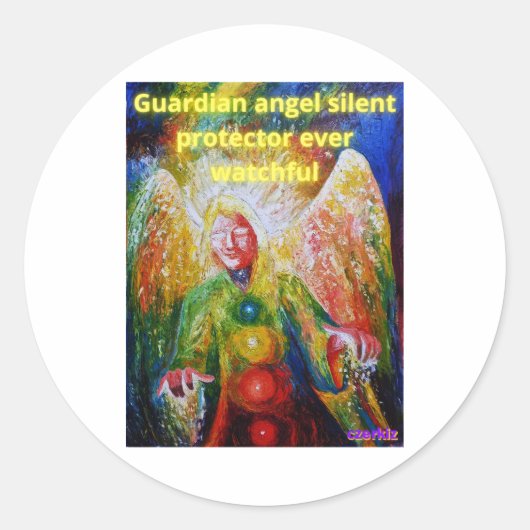 Guardian angel ronde sticker (Voorkant)