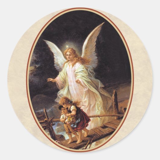 Guardian Angel Ronde Sticker (Voorkant)