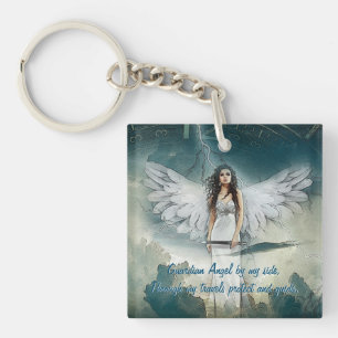Guardian Angel Stormy Sky Blue White Sleutelhanger