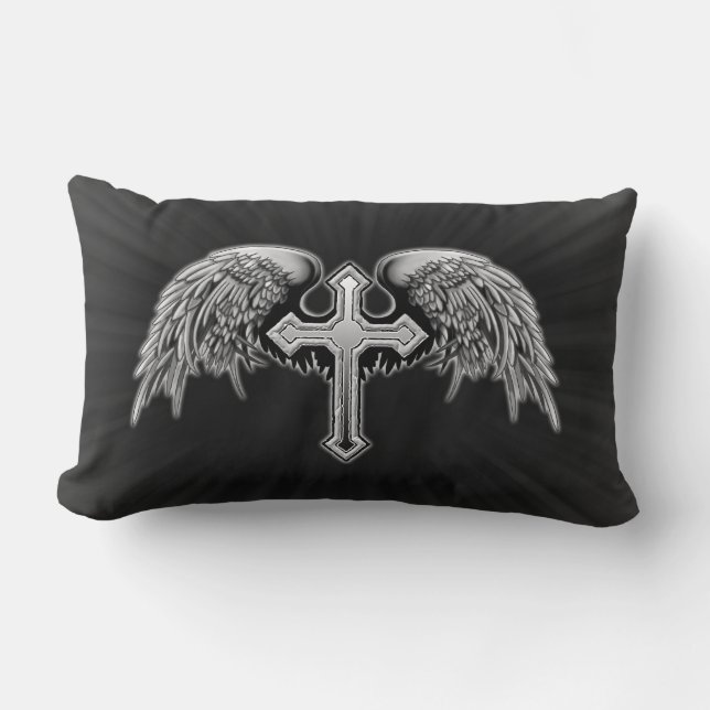 Guardian Angel Winged Cross Design Kussen (Voorkant)