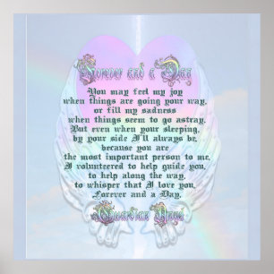Guardian Angel Wings en Heart Poem Poster