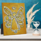 Guardian Geel Engel Schilderen Kunst Gift Plaque Fotoplaat (Zijkant)