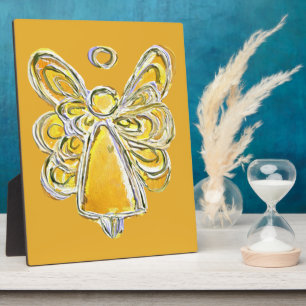 Guardian Gele Engel Schilderkunst Kunst Cadeau Pla Fotoplaat