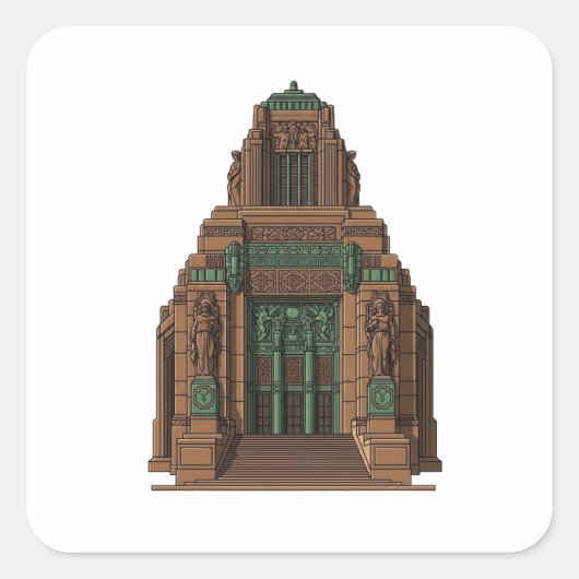 : Guardian of Commerce: Art Deco Building Sticker (Devant)